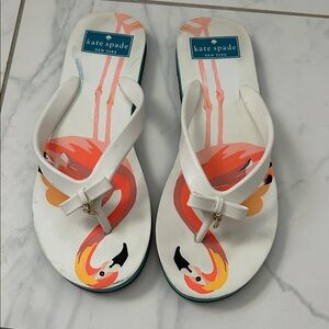 Kate Spade White and Orange Flamingo Sandals